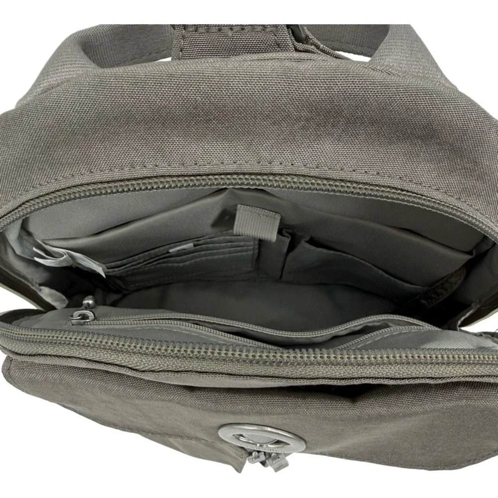 BAGGALLINI Naples Small Backpack Sling Bag Gray Nylon Convertible Travel Mini‎